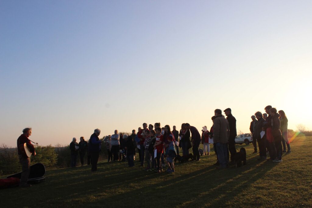Easter dawn celebration on Nibley Knoll