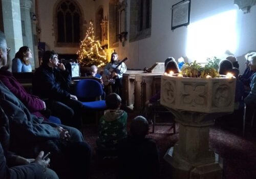 Epiphany Service around the font