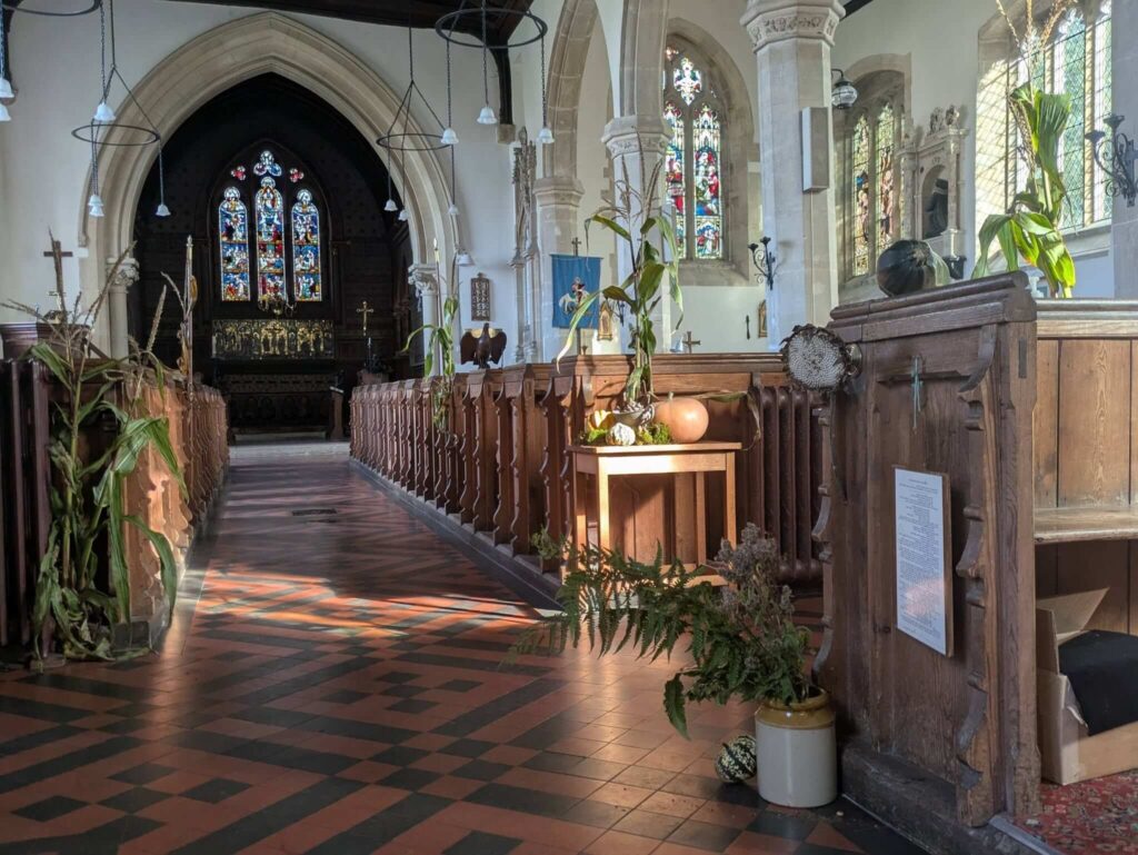 Harvest Display - Church Decorated with Flowers, Fruit and Veg